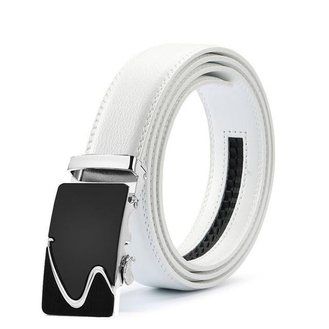 White & Silver Leather Suit Belt