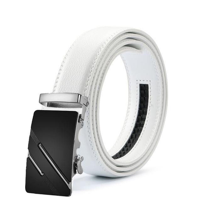 White & Silver Leather Suit Belt