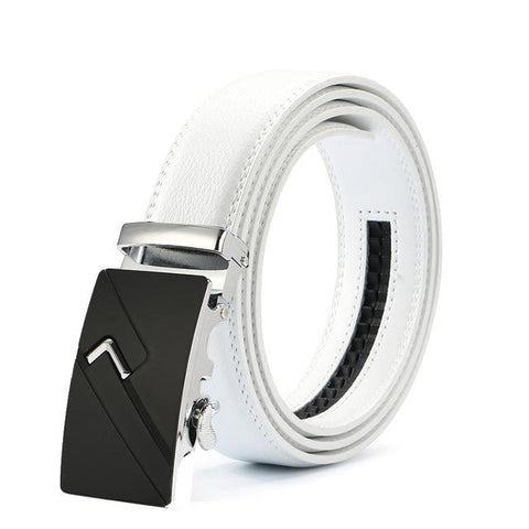 White & Silver Leather Suit Belt