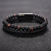 Black Dual Beaded Leather Bracelet