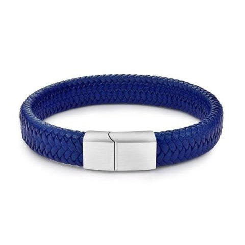 Blue Braided Leather Bracelet
