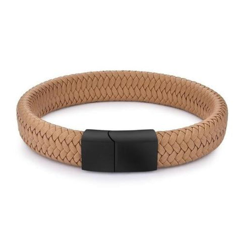 Khaki Braided Leather Bracelet
