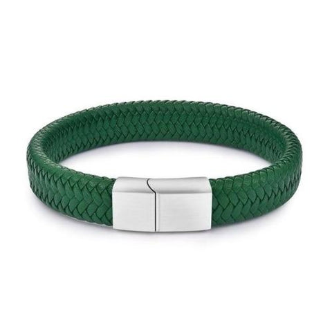 Green Braided Leather Bracelet