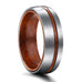 Brushed Silver Titanium & Wood Grain Ring Band