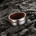 Brushed Silver Titanium & Wood Grain Ring Band