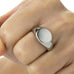 Round Silver Polished Pinky Signet Ring