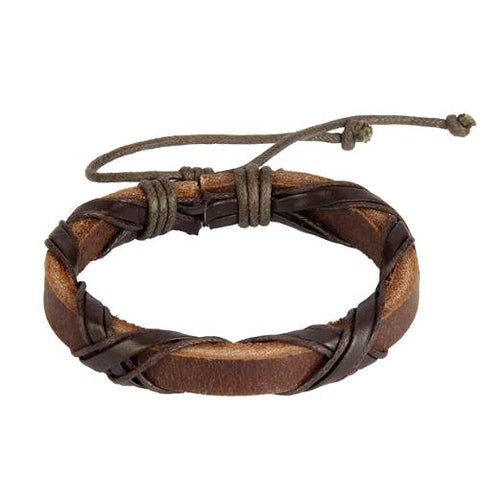 Brown Leather Lace-up Bracelet