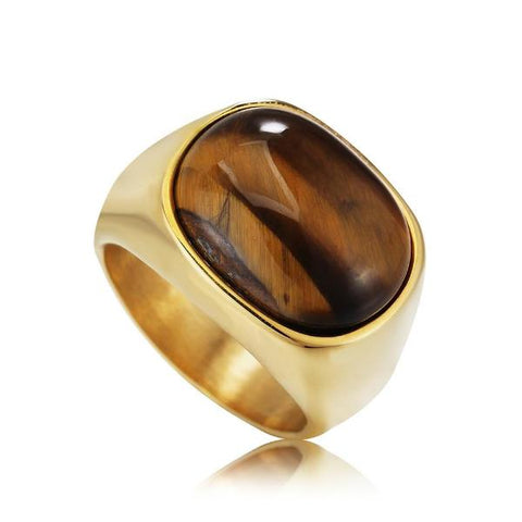 Gold Tiger's Eye Oval Signet Ring