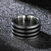 Wide Black & Silver Striped Ring