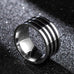 Wide Black & Silver Striped Ring